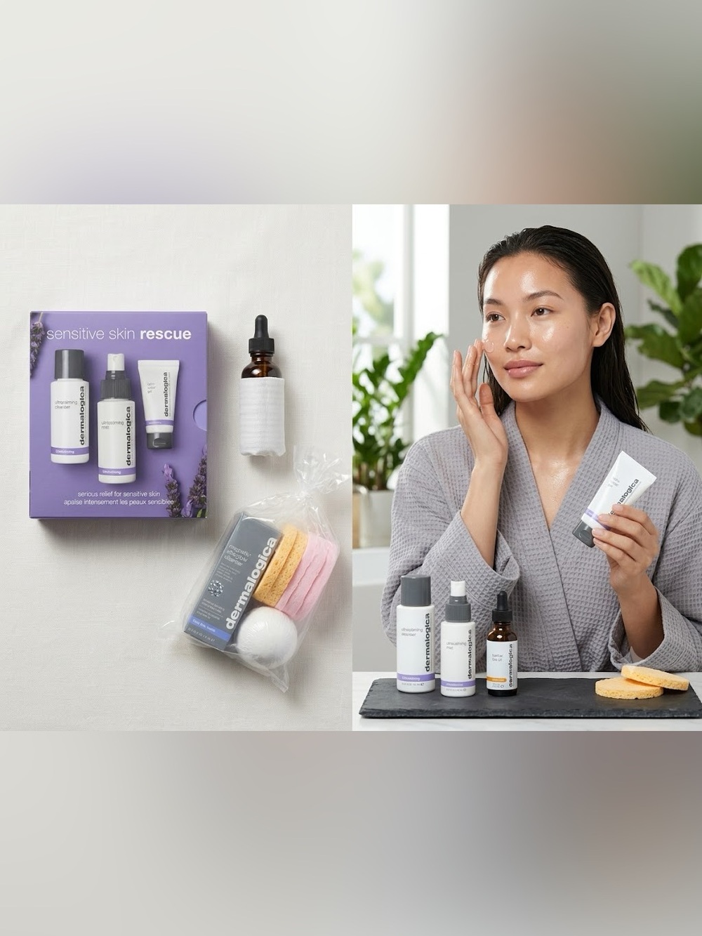 dermalogica Sensitive Skin Rescue Pack set skincare essentials & hair bio oil 🌱